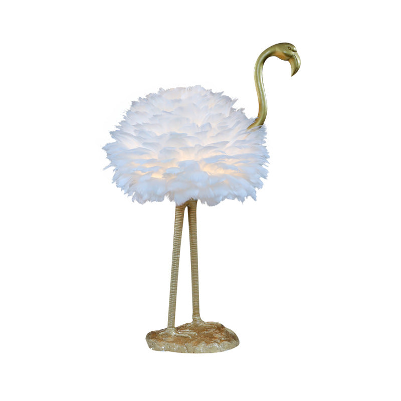 Nordic Goose Feather Metal Flamingo Ball 1-Light Table Lamp