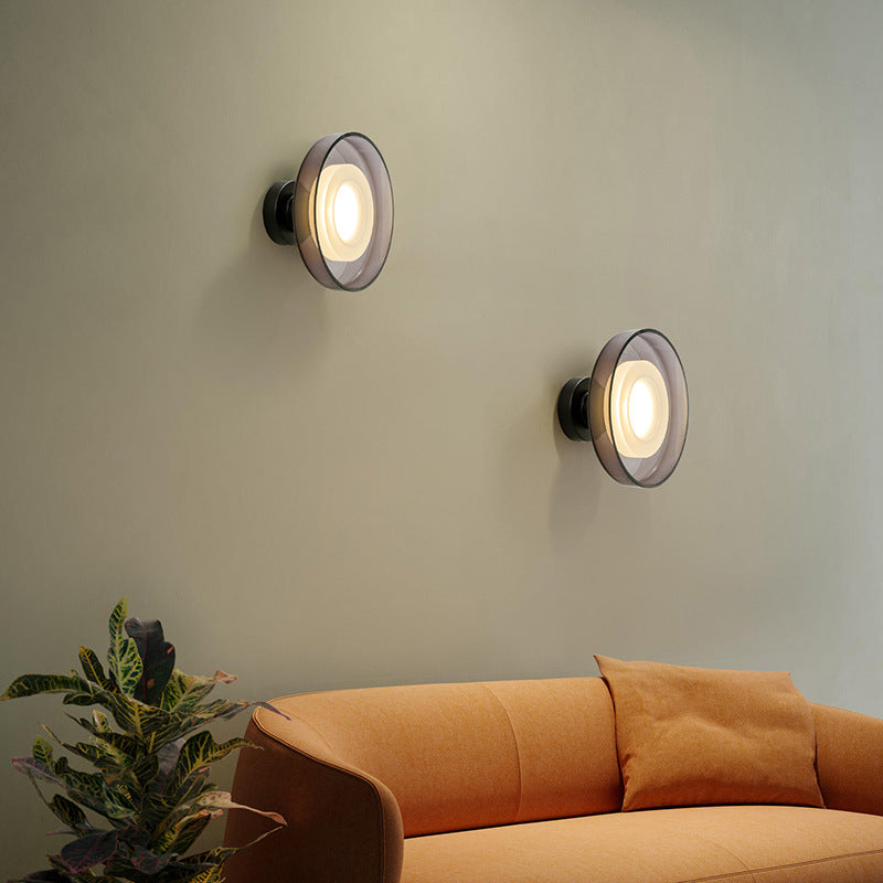 Nordic Vintage Round Hardware Glass LED Wall Sconce