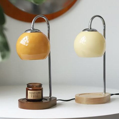 Modern Solid Wood Sphere Candle Lamp 1-Light Table Lamp