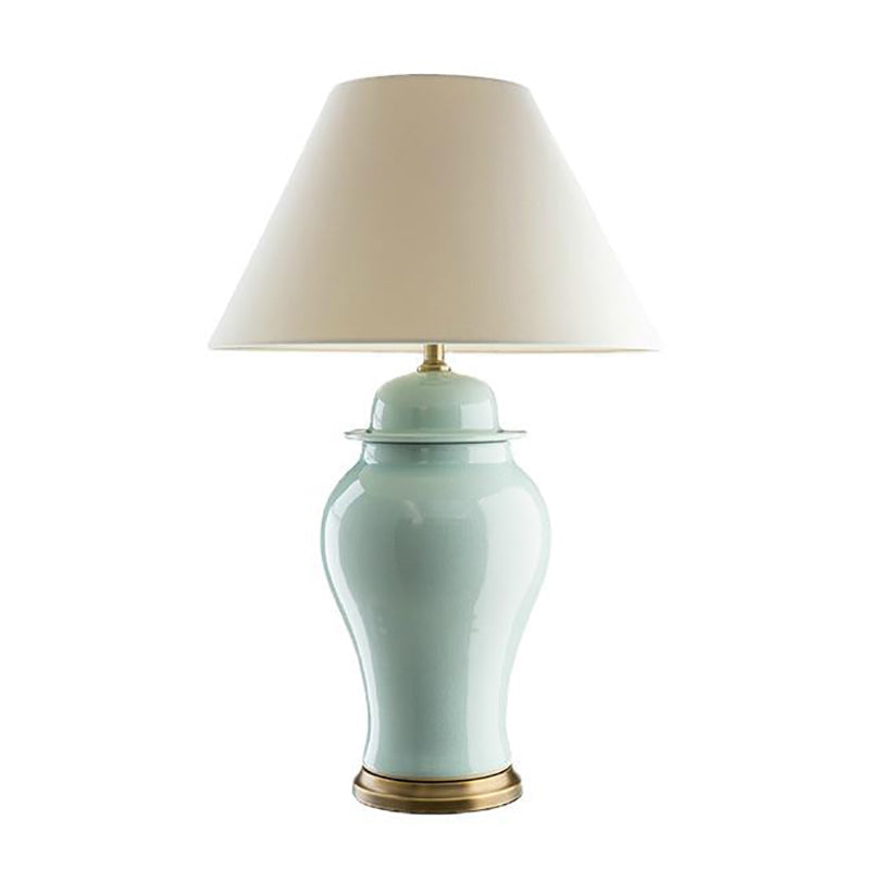 Traditional Rustic Ceramic Fabric Conic Vase Table Lamp
