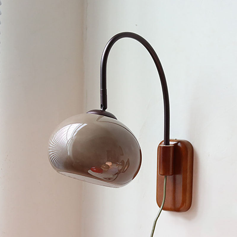 European Minimal Glass Solid Wood 1-Light Wall Sconce