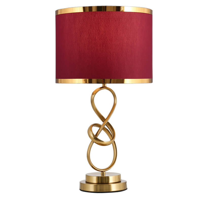 Modern Luxury Red Fabric Iron Knot Ring 1-Light Table Lamp