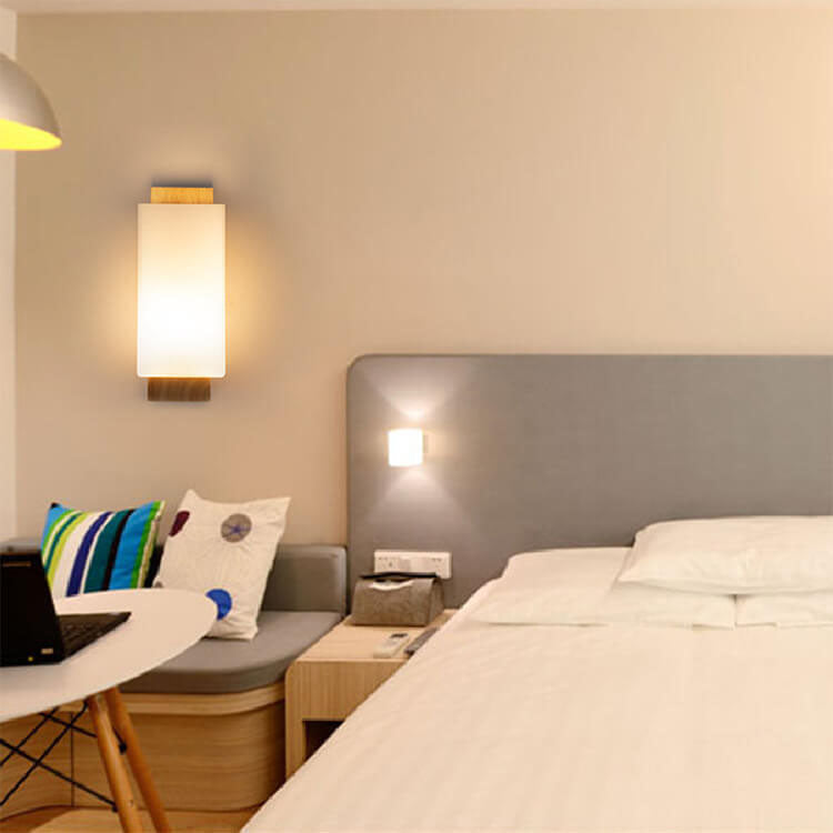 Modern Minimalist Solid Wood Square Glass Column Wall Sconce