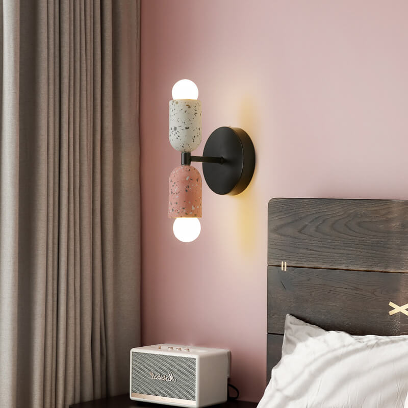 Modern Japanese Wabi-Sabi Iron Cement 2-Light Wall Sconce