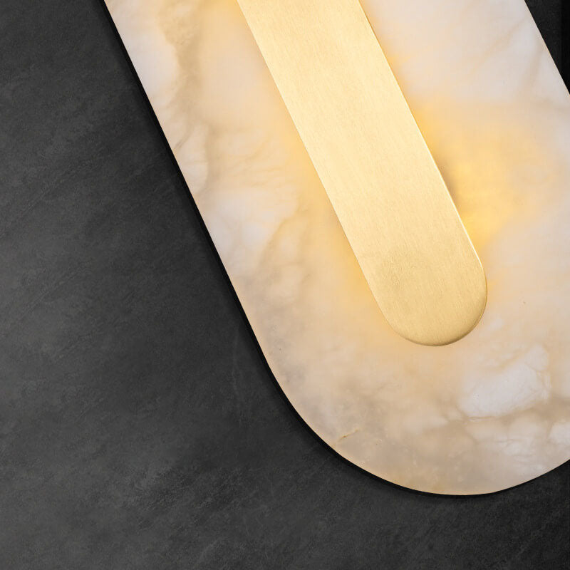 Light Luxury Brass Marble Oval Square LED Wall Sconce