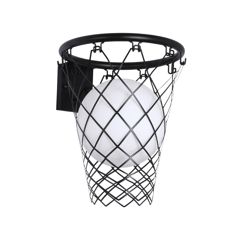 Modern Kids Iron Glass Basketball Hoop Wall Sconce