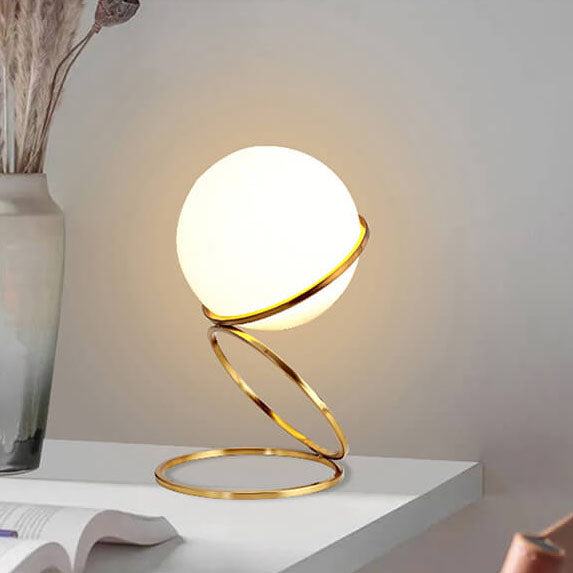 Modern Minimalist Spiral Circle Base Iron Glass Table Lamp