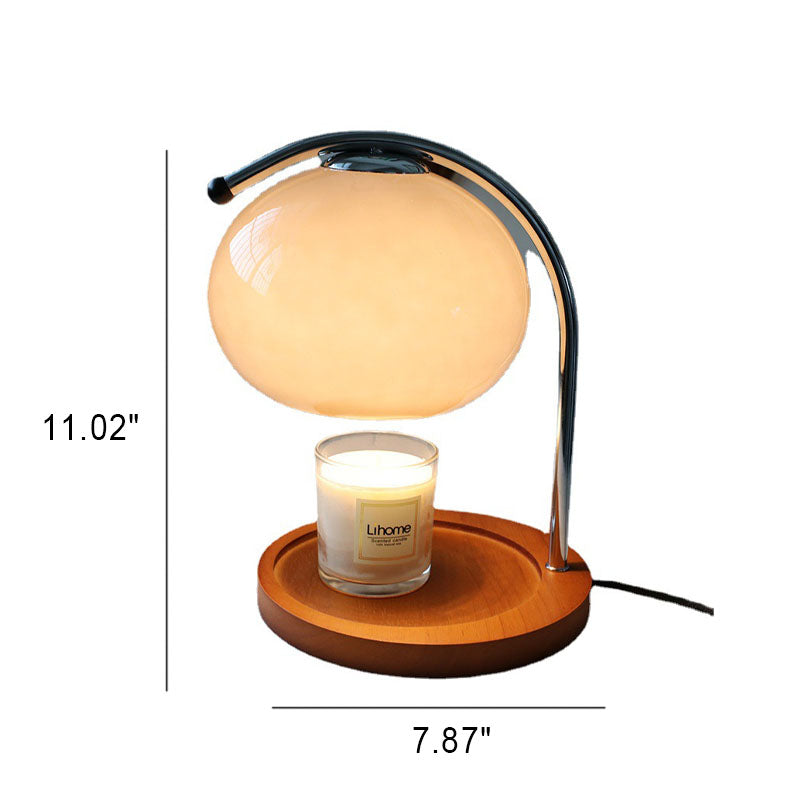 Vintage Glass Dome Solid Wood Base 1-Light Table Lamp