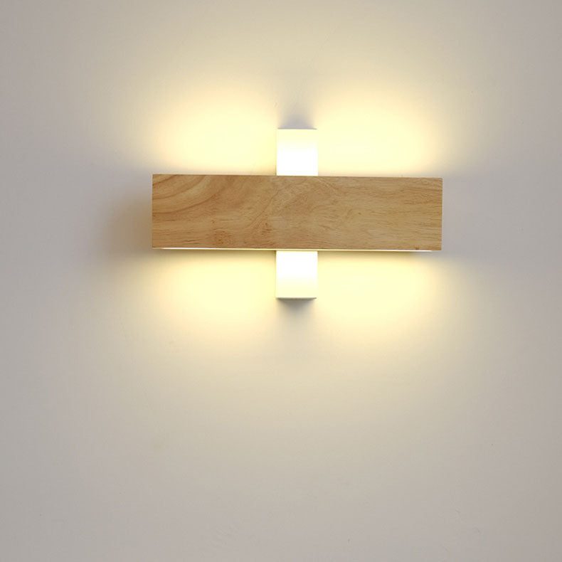 Japanese Minimalist Log Rectangular Flat Wall Sconce