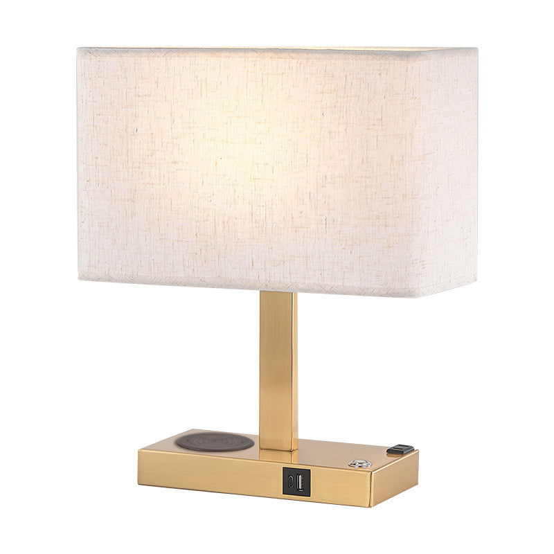 Modern Minimalist Rectangular Cloth Iron 1-Light Table Lamp