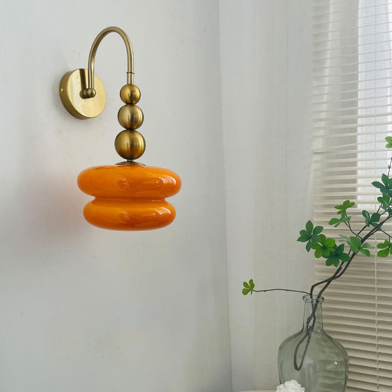 Macaron Cream Gourd Design Glass Shade Wall Sconce