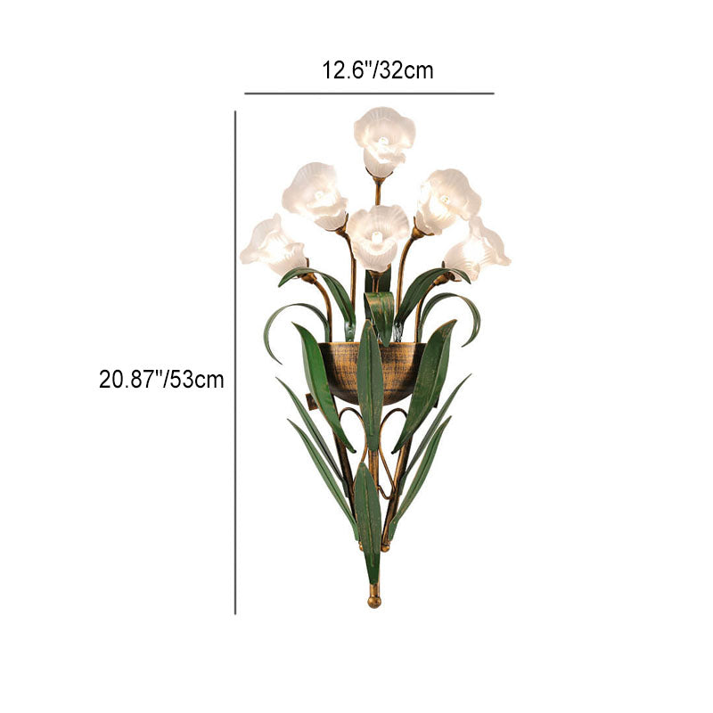 Modern Minimalist Glass Flower 6/10-Light Wall Sconce
