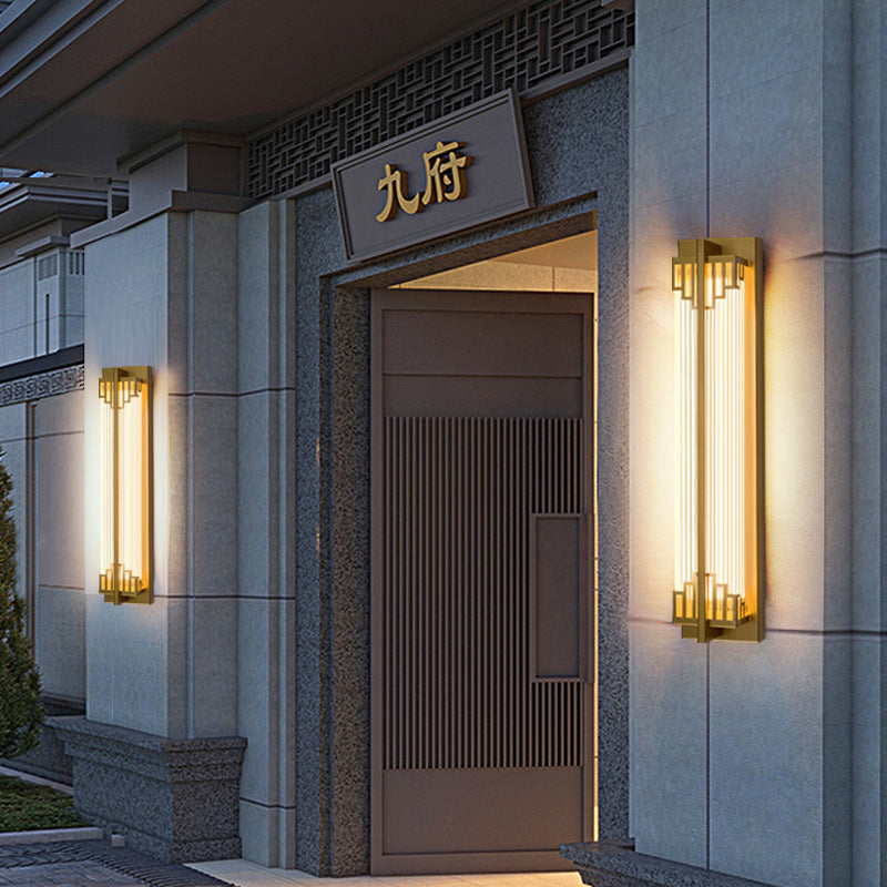 Traditional Chinese Stainless Steel Glass LED Wall Light