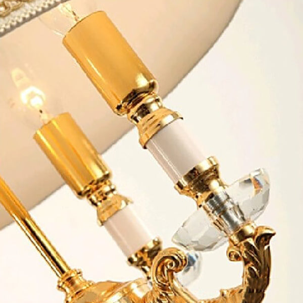 European Luxury Fabric Candle Holder with Crystal Table Lamp