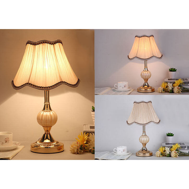Nordic Vintage Floral Glass & Fabric 1-Light Table Lamp