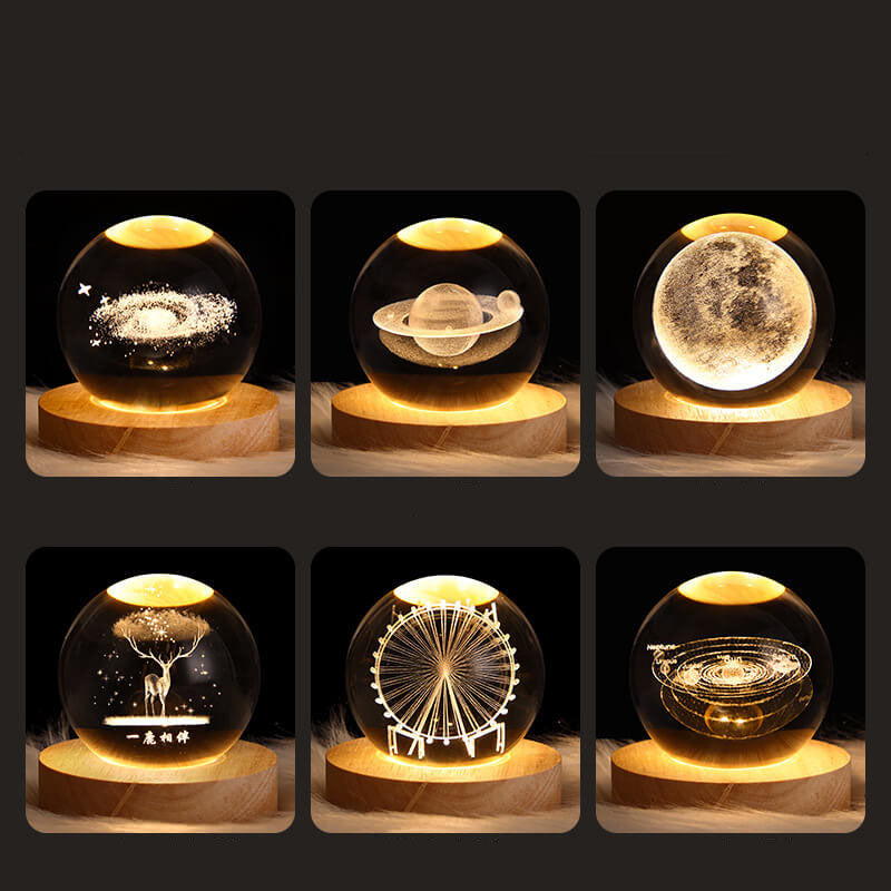 Creative Star System Crystal Ball USB LED Night Table Lamp