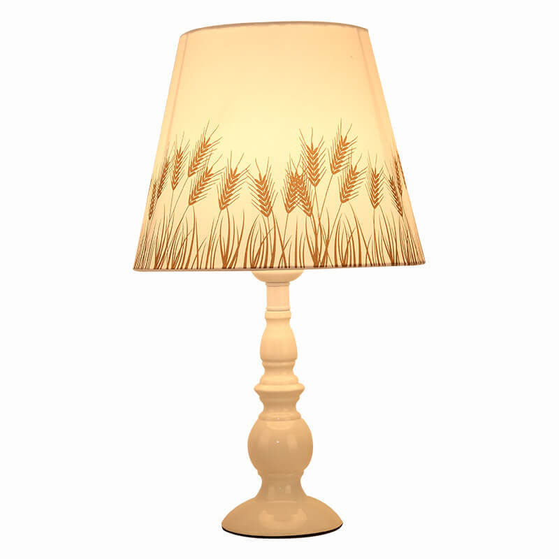 Modern Simple Floral Fabric Iron Vase Base Table Lamp