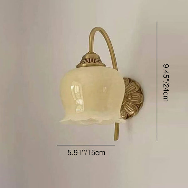 Traditional Vintage Floral Resin Copper Iron Wall Sconce