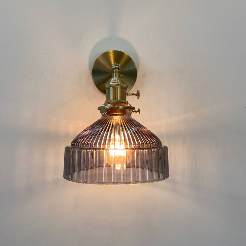 Nordic Dome Glass Shade Brass 1-Light Wall Sconce