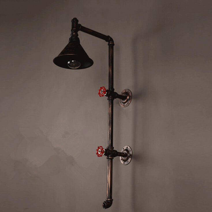Retro Industrial Iron Water Pipe Faucet Design Wall Sconce