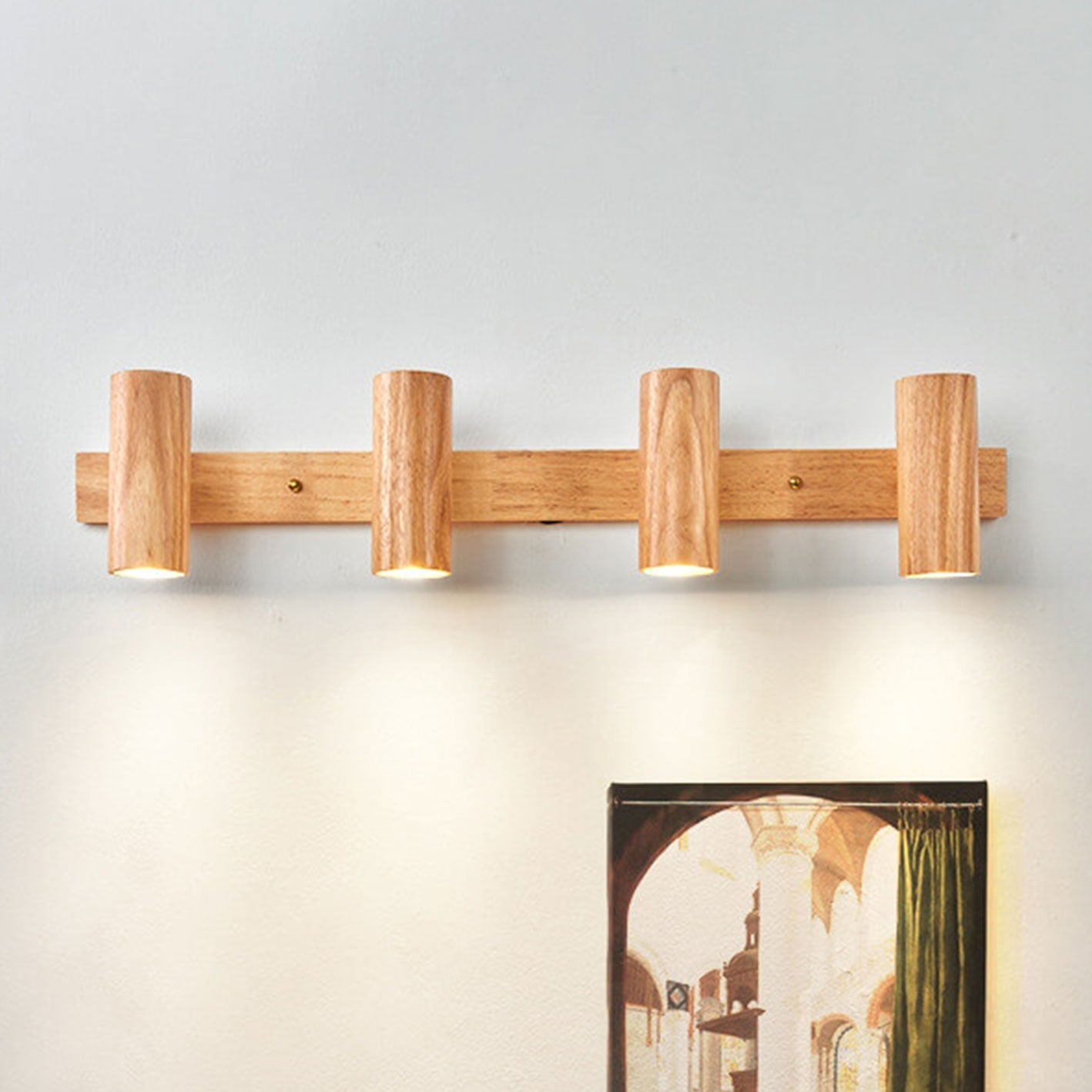 Modern Minimalist Wood Track Spotlight Wall Wall Sconce