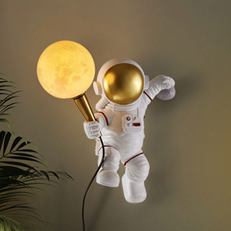 Modern Cartoon Astronaut Wall Sconce 1-Light Wall Sconce