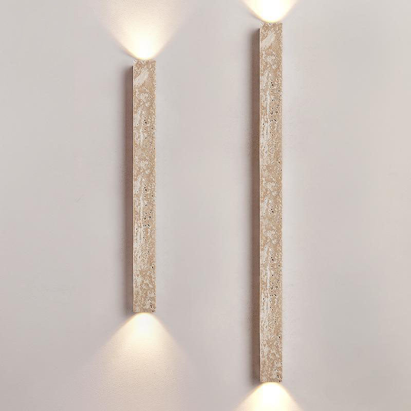 Traditional Japanese Long Strip Yellow Travertine Wall Sconce