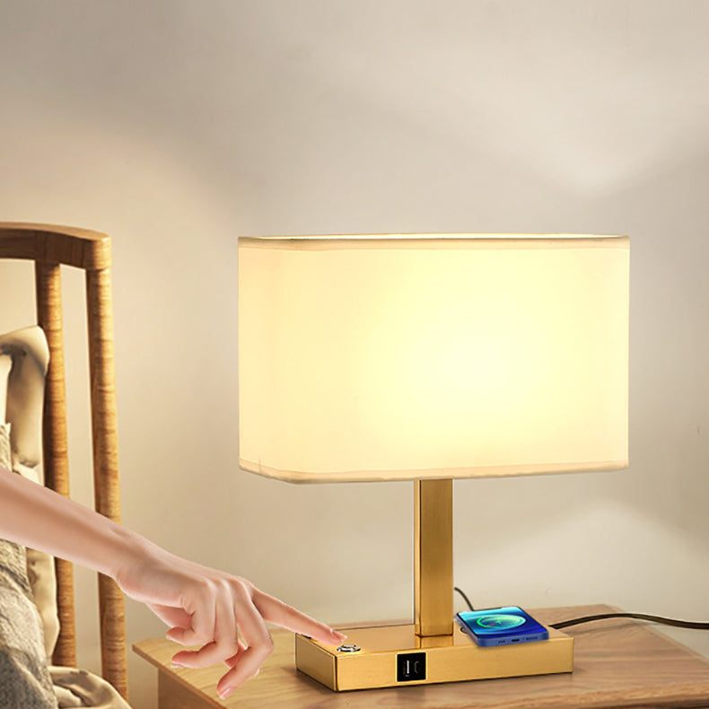 Modern Minimalist Rectangular Cloth Iron 1-Light Table Lamp