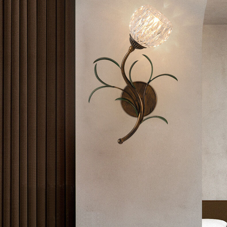 Modern Minimalist Art Glass Flower 1/2-Light Wall Sconce