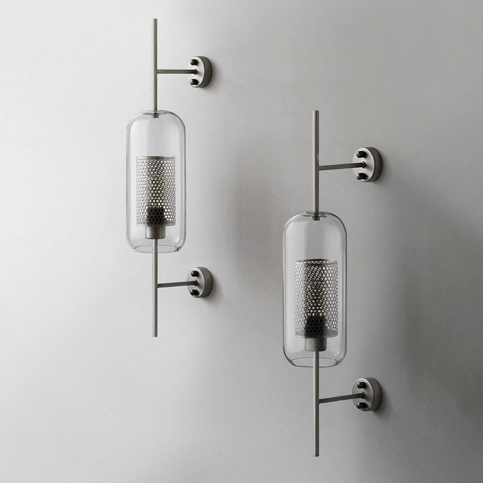 Contemporary Industrial Cylinder Glass Shade Wall Sconce