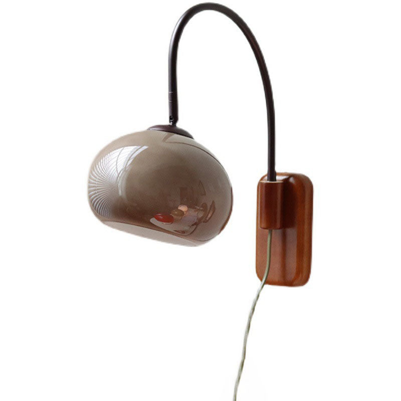 European Minimal Glass Solid Wood 1-Light Wall Sconce