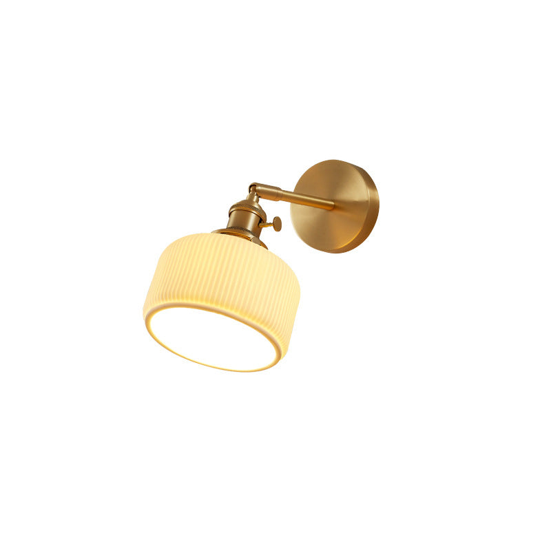 Modern Minimalist Striped Ceramic Jar 1-Light Wall Sconce