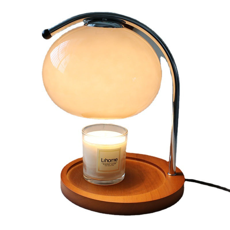 Vintage Glass Dome Solid Wood Base 1-Light Table Lamp