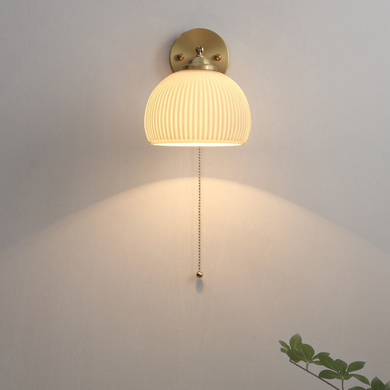Contemporary Nordic Striped White Glass Brass Wall Sconce
