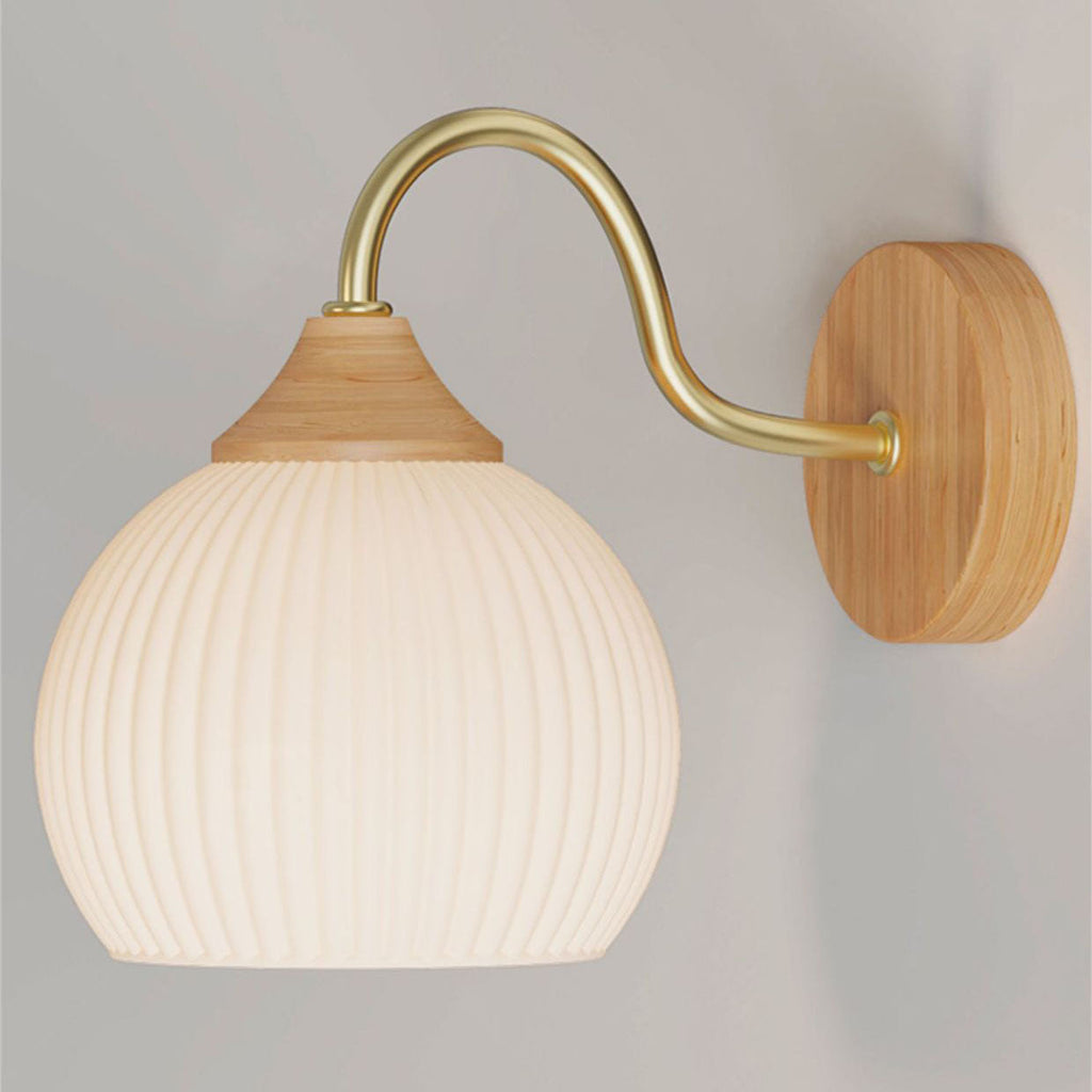 Contemporary Nordic Iron Glass Striped Round Log Wall Sconce