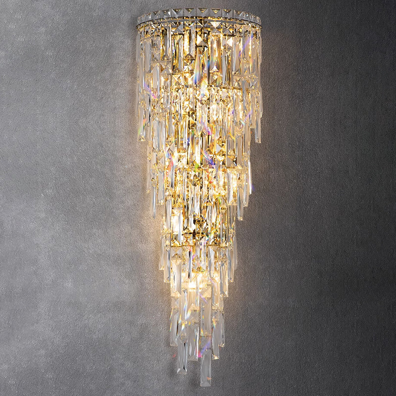 Contemporary Luxury Crystal Tassel Half Post Wall Sconce