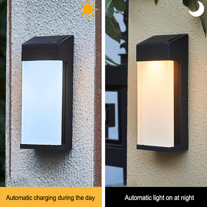 Solar Powered Frosted Glass Square Outdoor Wall Sconce