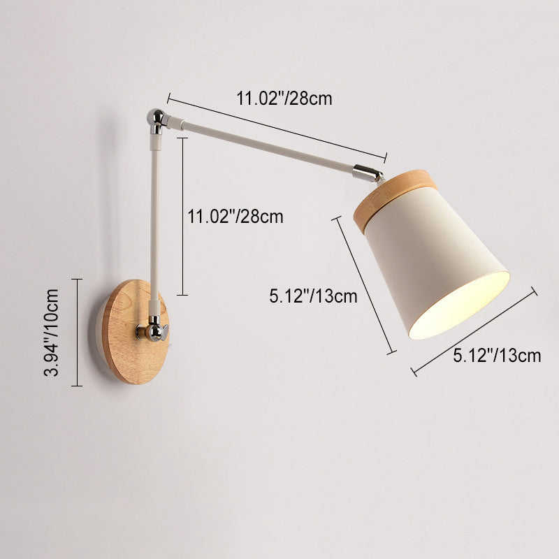 Contemporary Scandinavian Solid Wood Iron Cylinder Wall Sconce