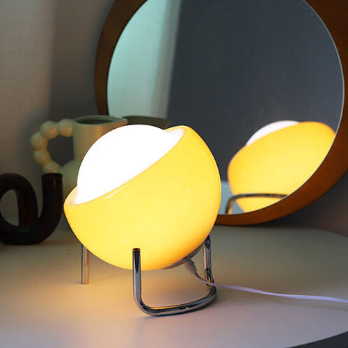Nordic Contemporary Planet Orange Glass and Iron Table Lamp