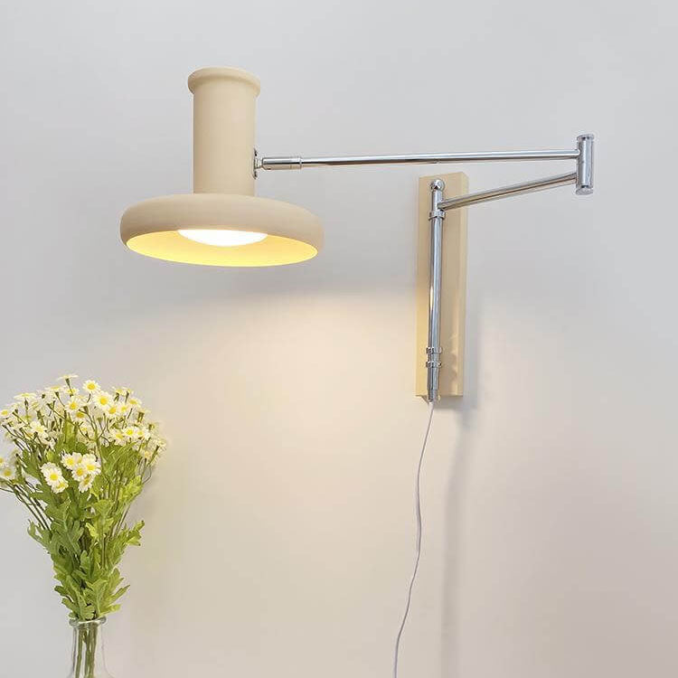 Nordic Minimalist Beige Swing Arm 1-Light Wall Sconce