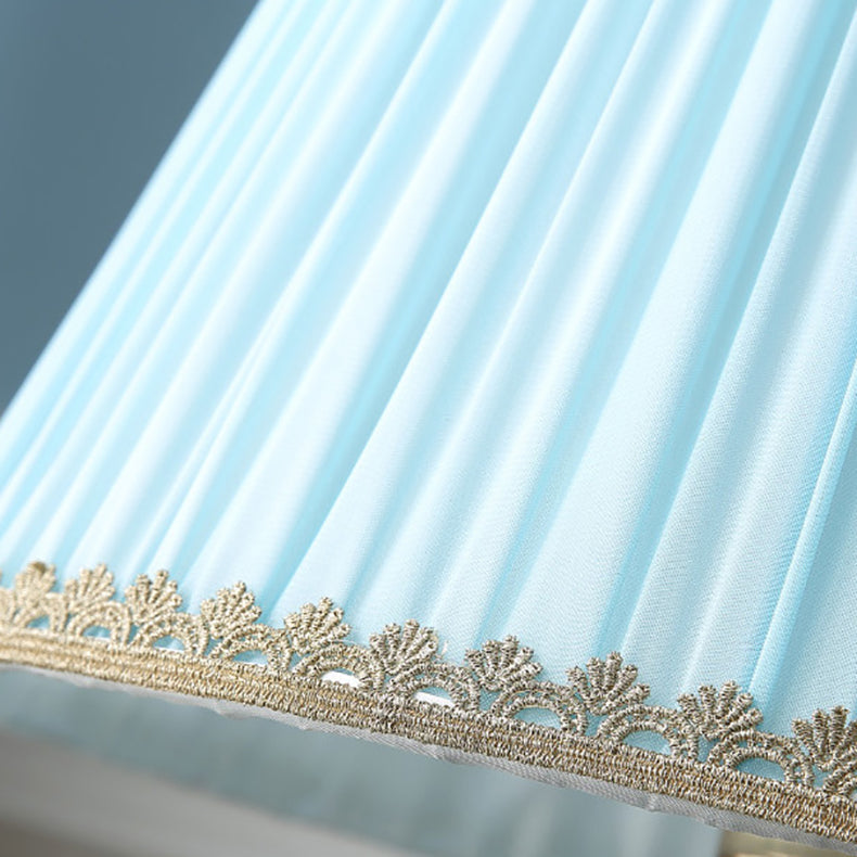 Traditional European Pleated Fabric Shade Ceramic Table Lamp