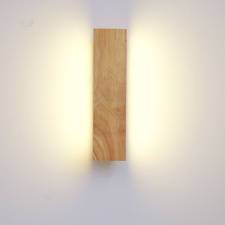 Japanese Minimalist Log Rectangular Flat Wall Sconce