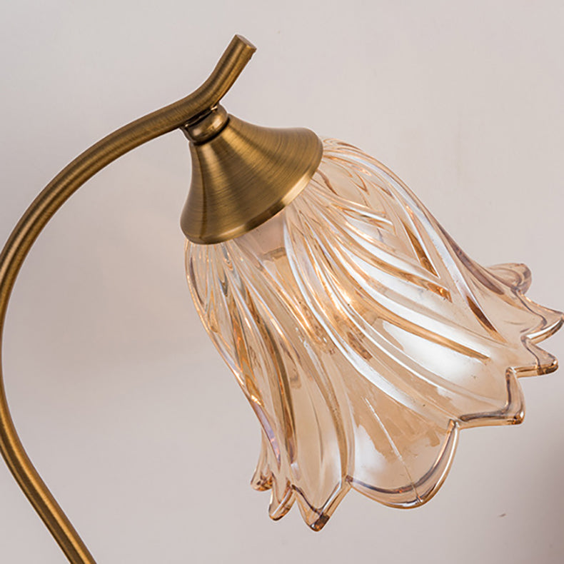 Modern Art Deco Round Flower Shaped Metal Glass Table Lamp