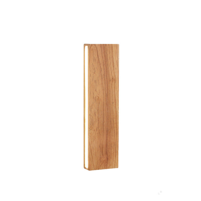 Japanese Minimalist Log Rectangular Flat Wall Sconce