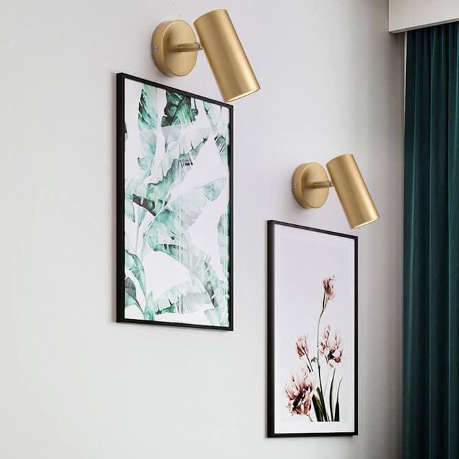 Modern Simplicity Plated Cylindrical Spotlight Wall Sconce