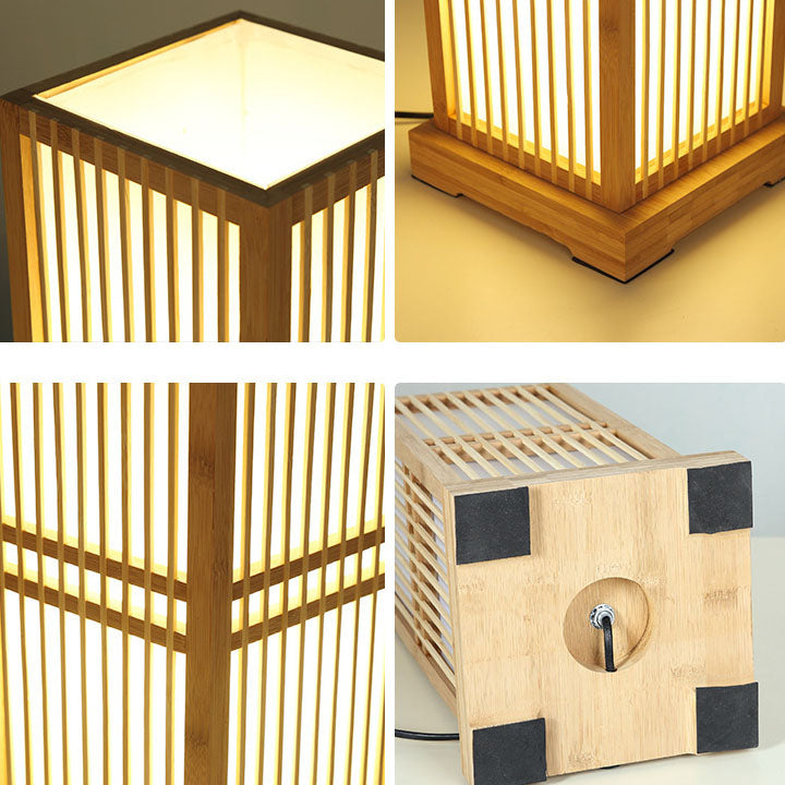 Traditional Japanese Square Bamboo Column 1-Light Table Lamp