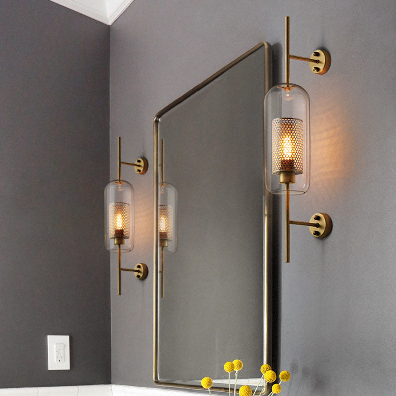 Contemporary Industrial Cylinder Glass Shade Wall Sconce