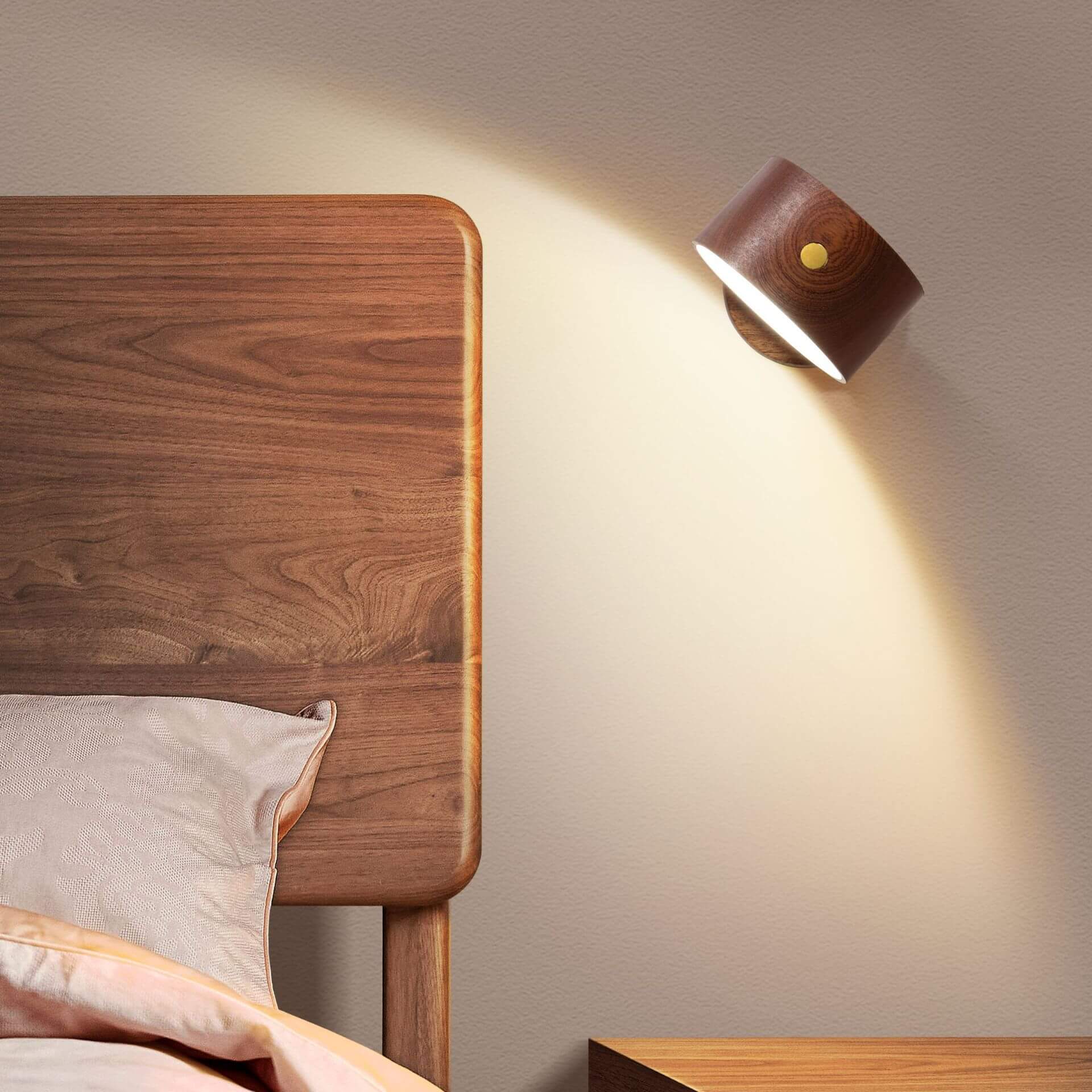 Simple Wooden USB Rechargeable Touch Magnetic Wall Sconce