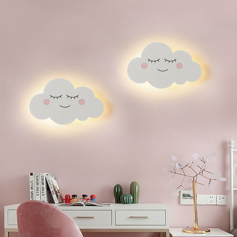 Contemporary Creative Cartoon Smiley Cloud LED Kids Wall Sconce