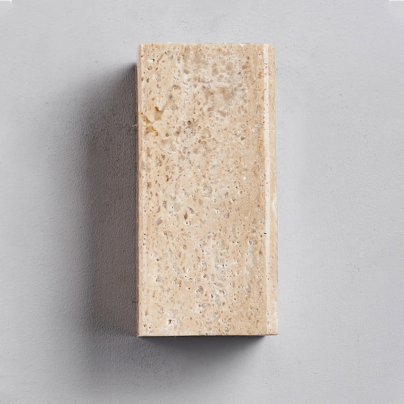 Traditional Japanese Travertine Square Waterproof Wall Light